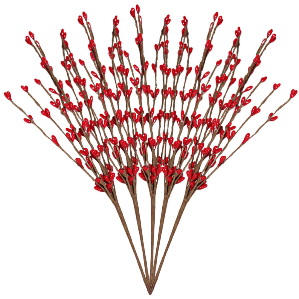 5pcs Orange Berry Christmas Christmas Berry Picks Artificial Red Berry Stems