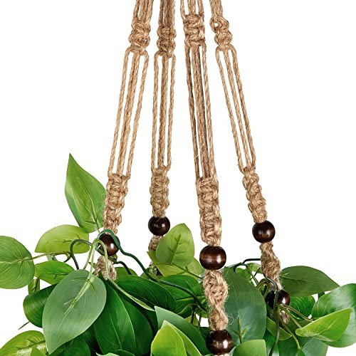 Packs Fake Hanging Plant with Pot, Artificial Plants for Home Decor 2 Brown