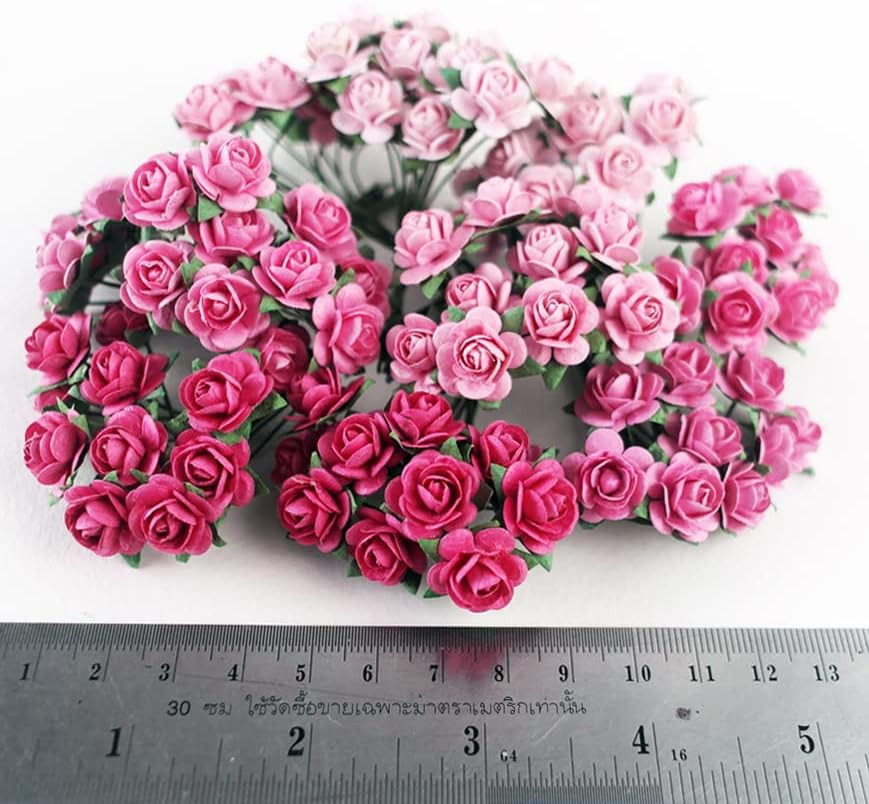 100 pcs Tiny Artificial Roses Mixed Pink Five Color Mulberry Paper Flower 15-…