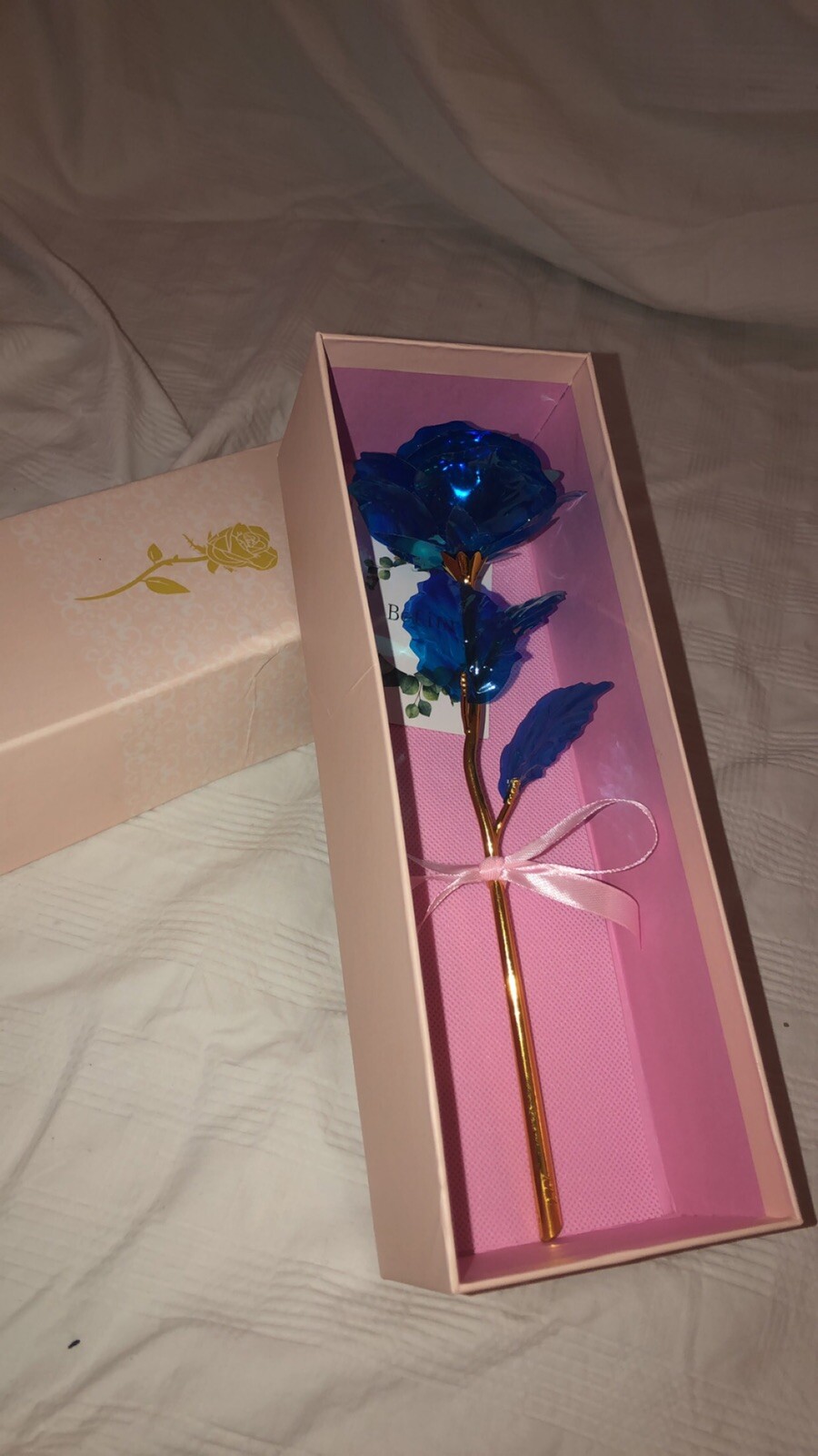 BEFINR 24K Gold Stemmed Blue Rose Artificial Forever Flower
