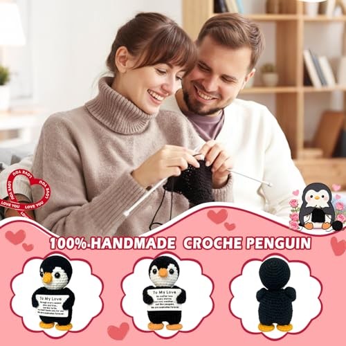 To My Love Handmade Crochet Penguin-Gifts for Him Her Boyfriend Girlfriend