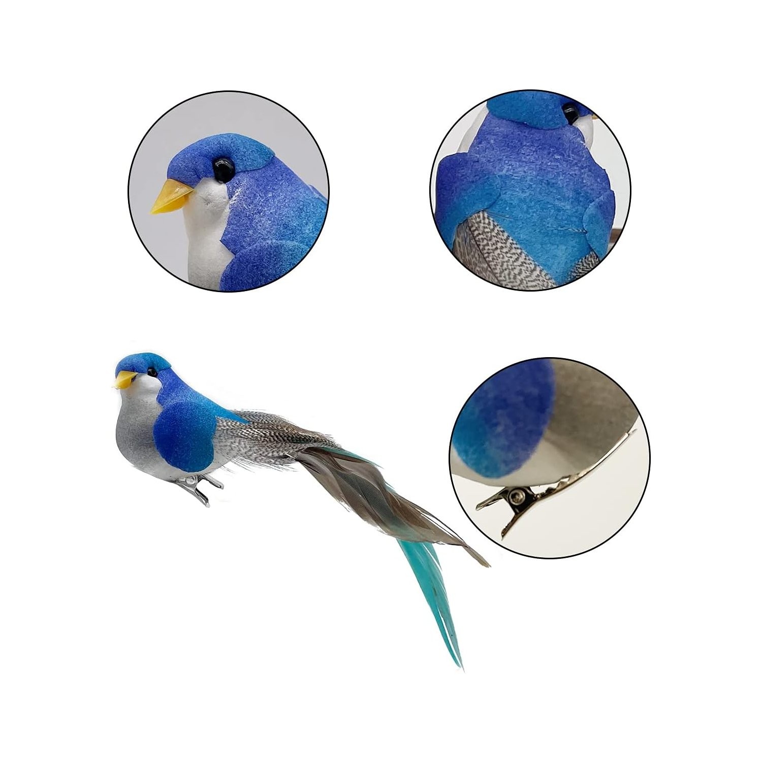 Colorful Foam Birds with Metal Clip for Crafting and Home Decoration 12pcs