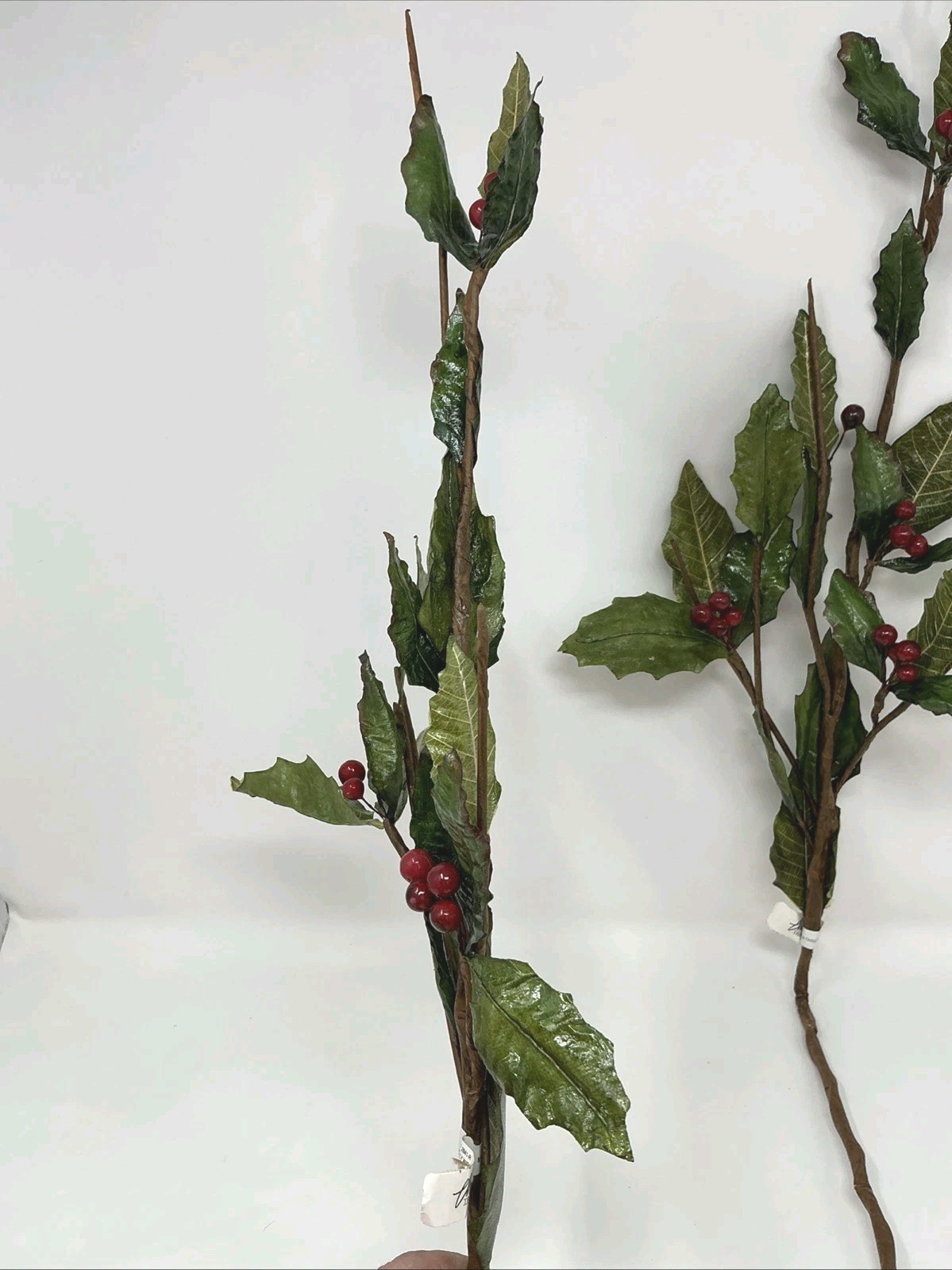 Holly w Wired Red Berries Spray Floral Pick 30” Long 2 Picks Vase Filler NOS