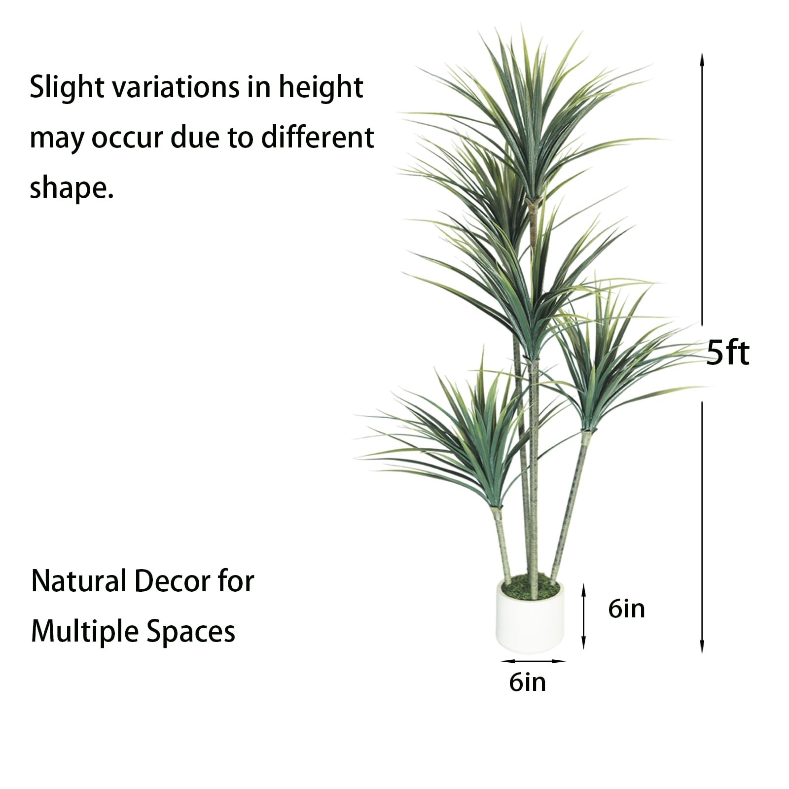 Dracaena Artificial Plant (Dragon Tree) – 5FT Artificial Plants Indoor with R…