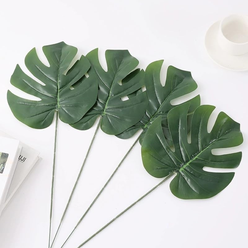 24 Pieces Mini Artificial Palm Leaves,11″ Artificial Leaves for Decoration,Ce…