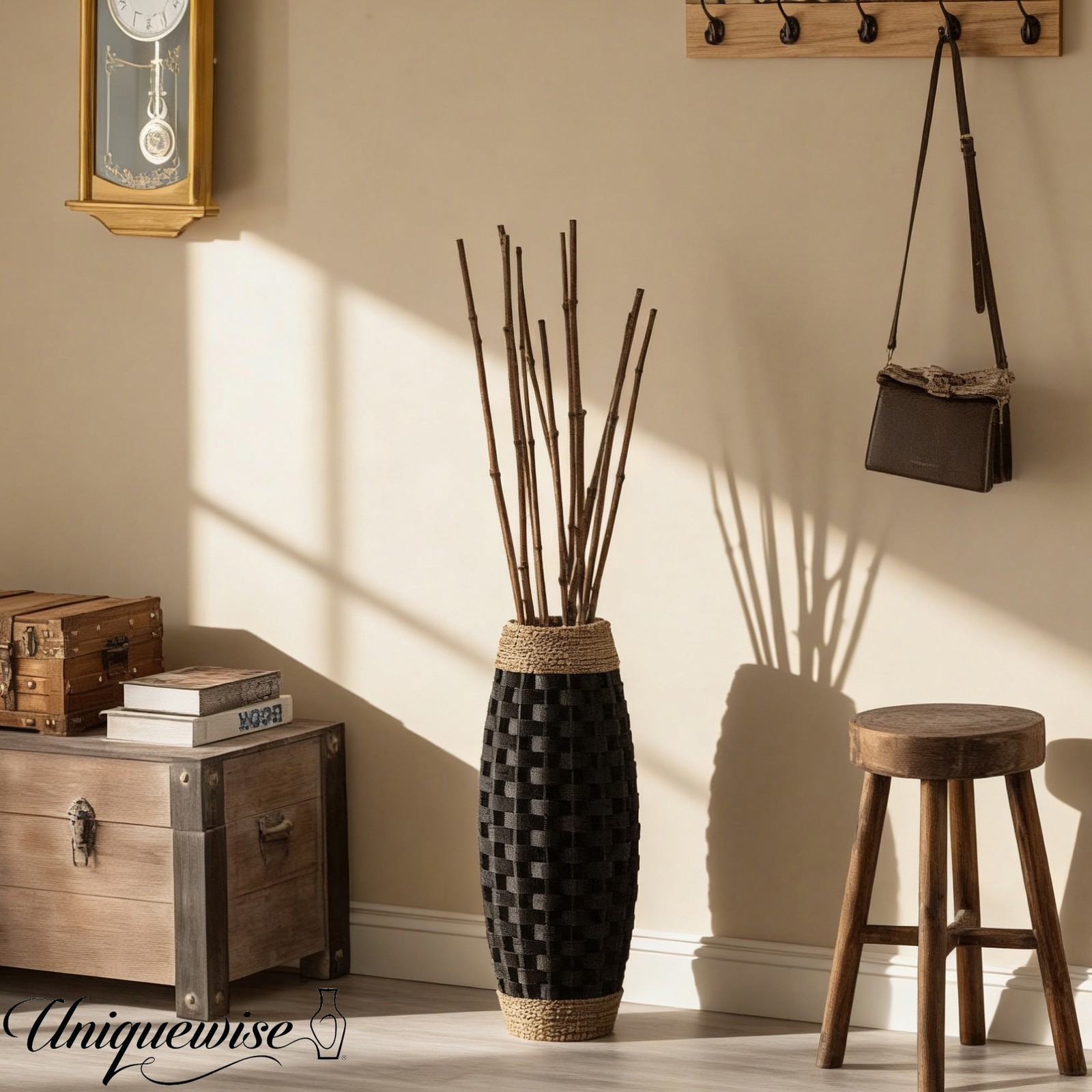 Uniquewise 43″ Set of 12 Bamboo Stick Fillers Natural Decorative Stems for Vase