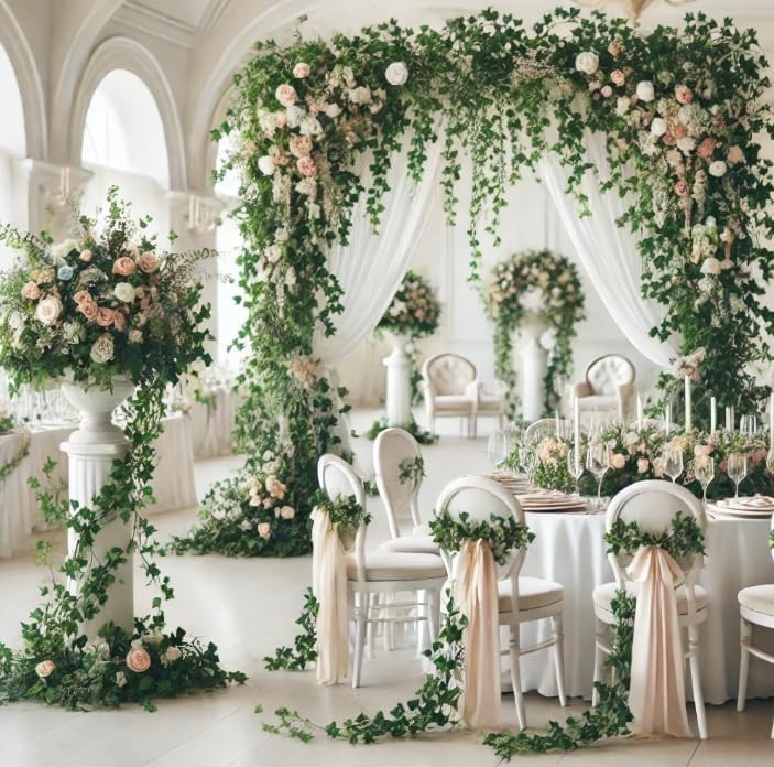 Faux Ivy Garland 12PCS 84FT Artificial Hanging Vine Wall Decor for Home Garden