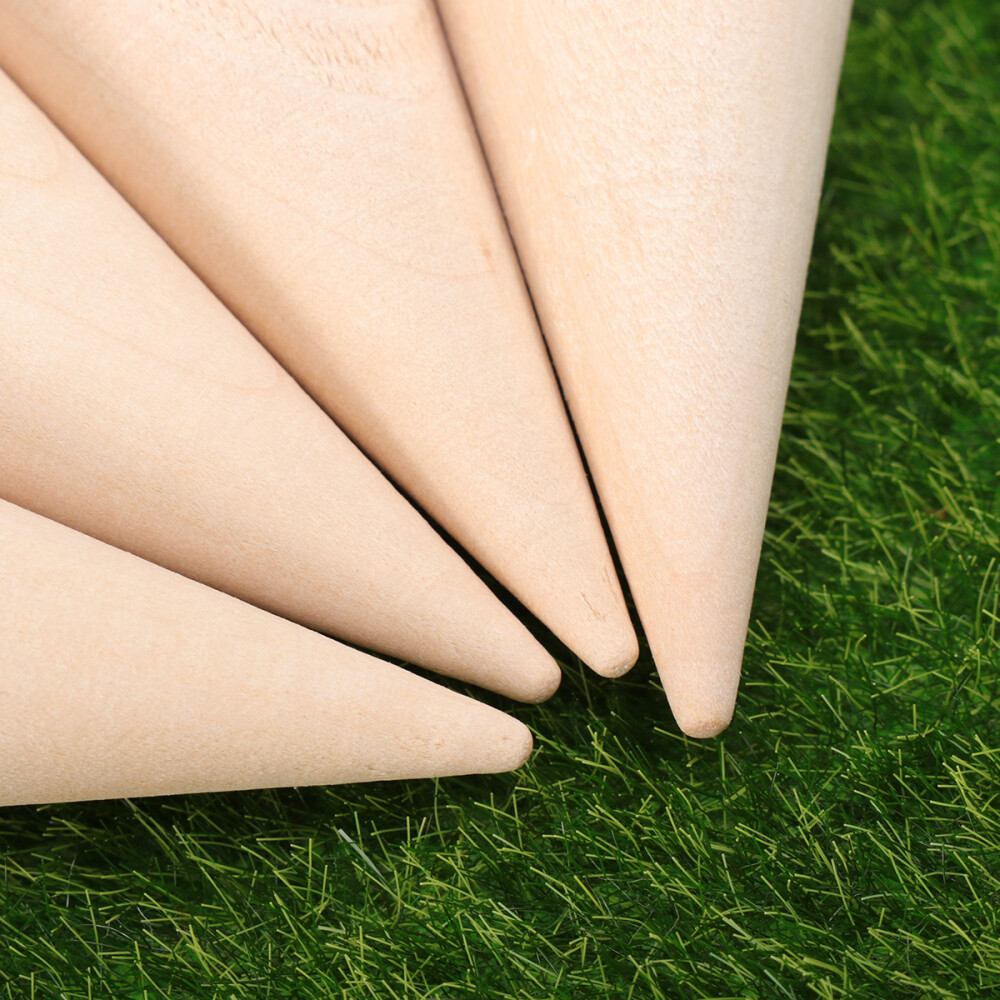 10PC DIY Cones Unpainted Wooden Geometry Ornamnet Adornment Making Accessories