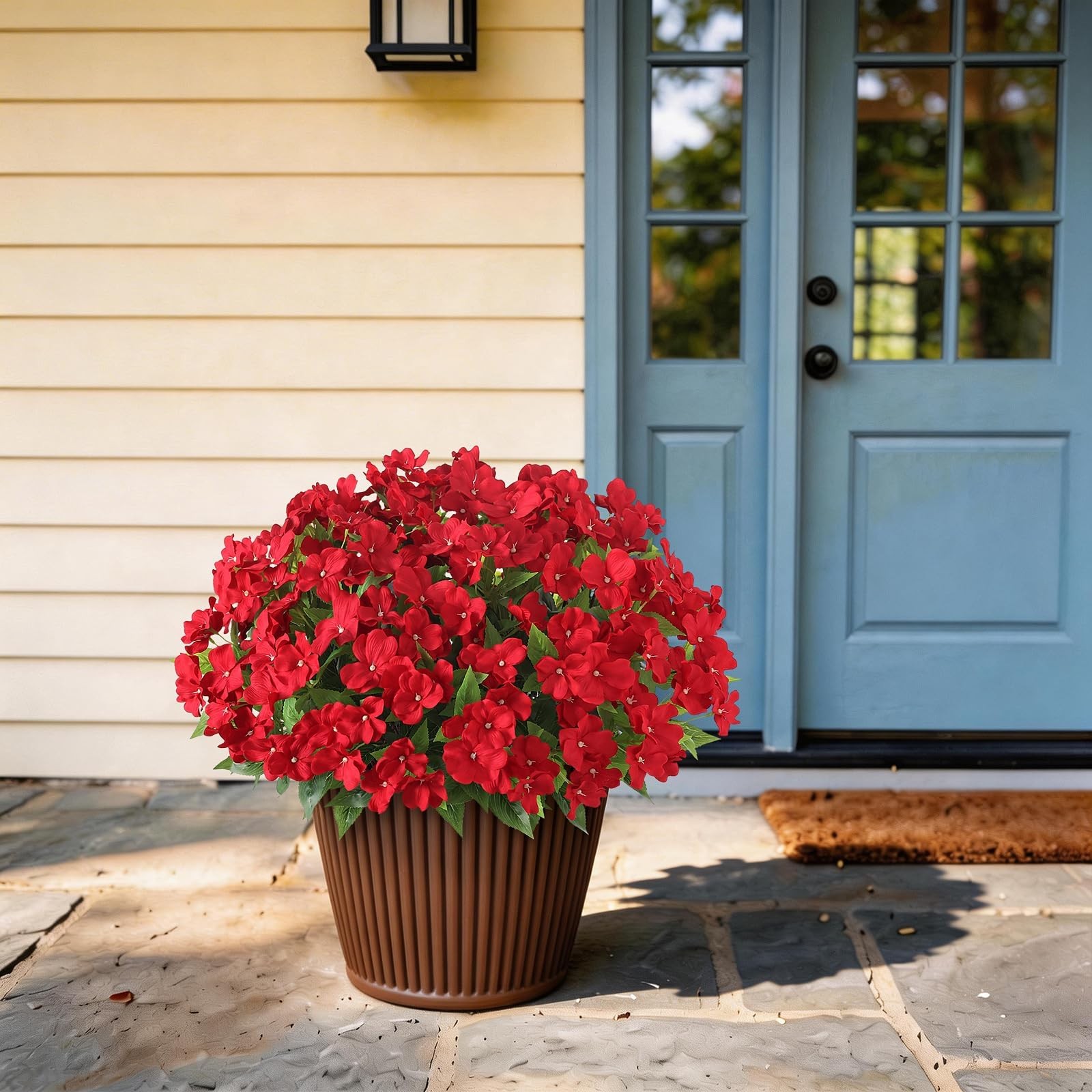 8 Bundles Artificial Impatiens for Outdoor Spring Summer Decor, No Fade Silk …