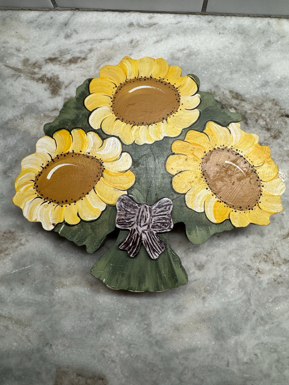 Vintage Hand Painted Wood Sunflower Bouquet