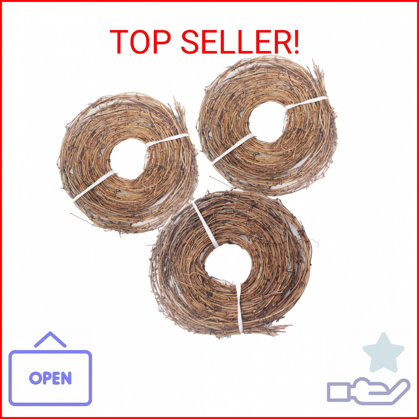 15 Feet Grapevine Garland DIY Crafts Natural Grapevine Twig Vines, 3 PCS Vines G