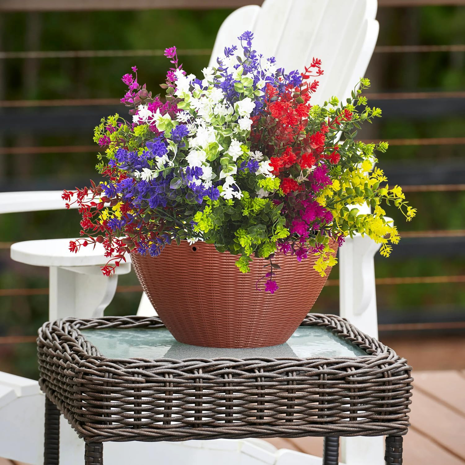 12 Bundles UV Resistant Artificial Flowers for Outdoor Garden Décor