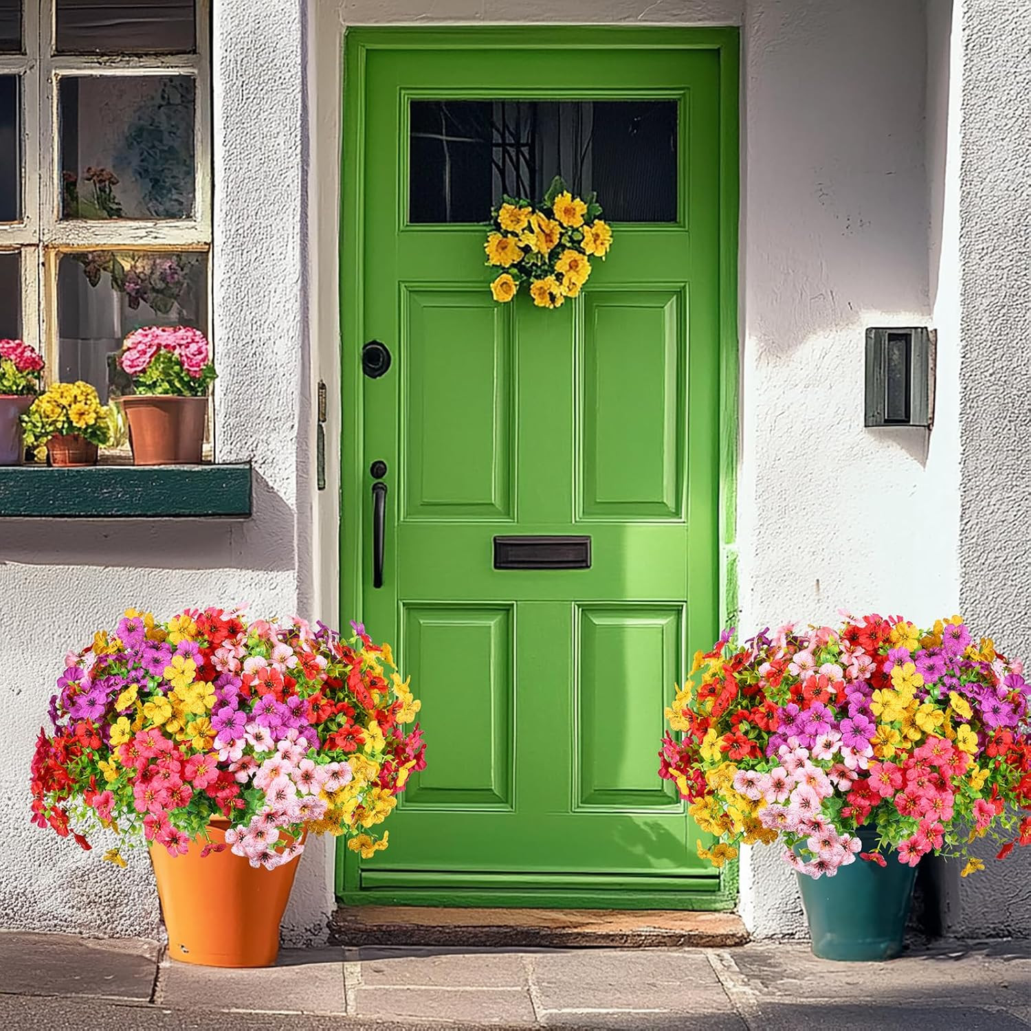 30 Bundles UV Resistant Faux Flowers for Outdoor Spring/Summer Decor