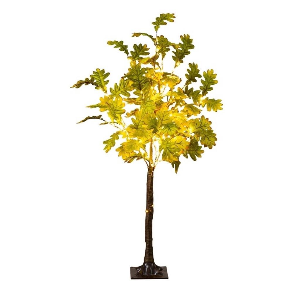 Nearly Natural 4ft Pre-Lit Green Autumn Oak Fall Tree w/ 150 Warm White LED