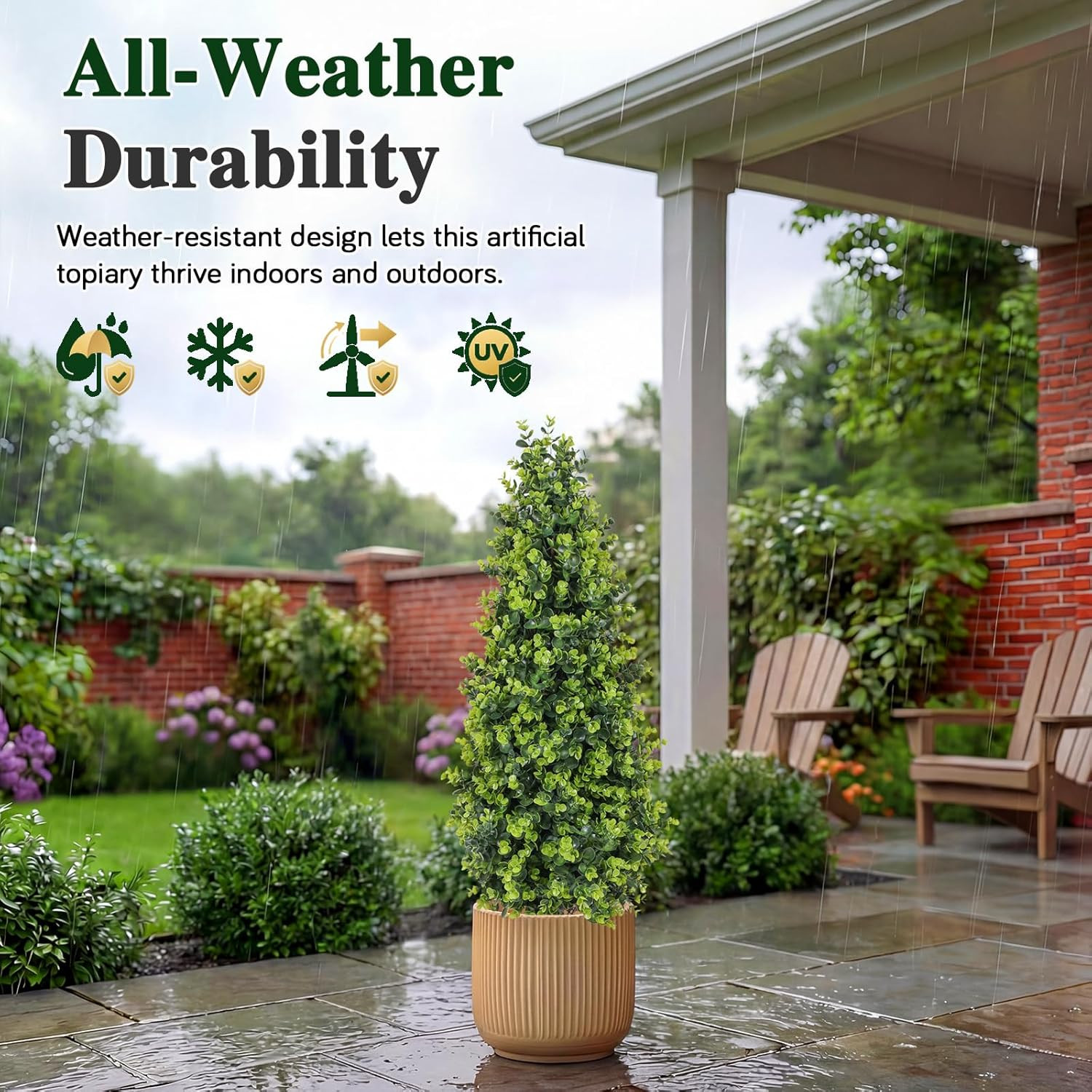 Set of 2 – 3Ft Realistic Artificial Topiary Trees for Indoor/Outdoor Decor