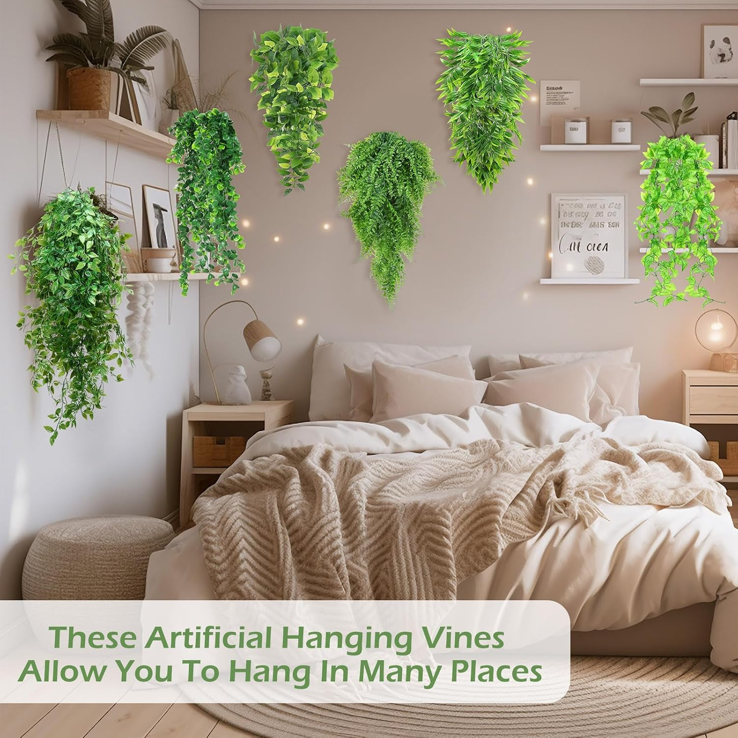 12 Pcs Artificial Hanging Plants 32 Inch Fake Ivy Vines with Fake Leaves Patio A