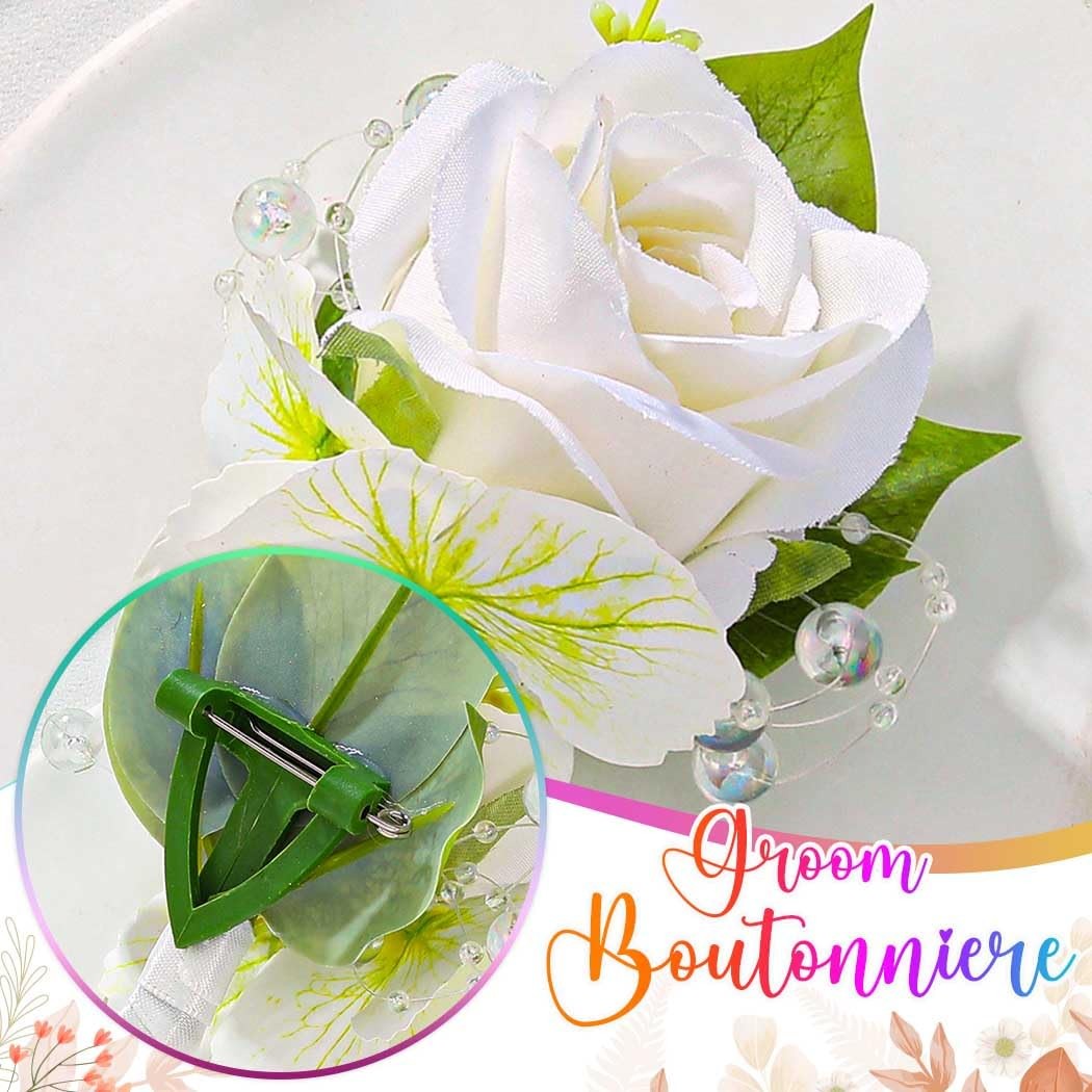 Wedding Flower Boutonniere Groom Rose Buttonholes Prom Suit Decoration for Me…