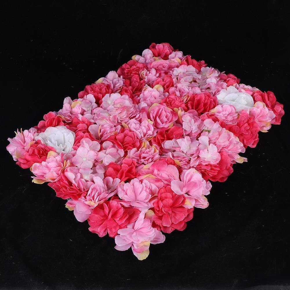 15.74 In. X 23.62 In. X 0.79 In. 6 Pieces Artificial Silk Rose Flower Wall Panel