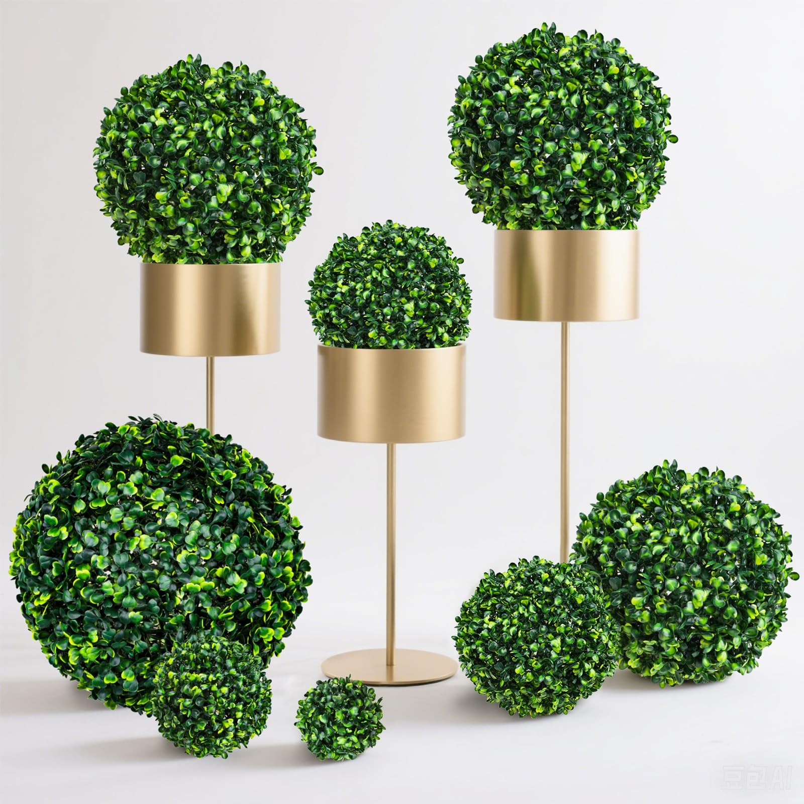 6 Pack Small Artificial Boxwood Balls 4.7 Inch Topiary Faux Greenery Decor