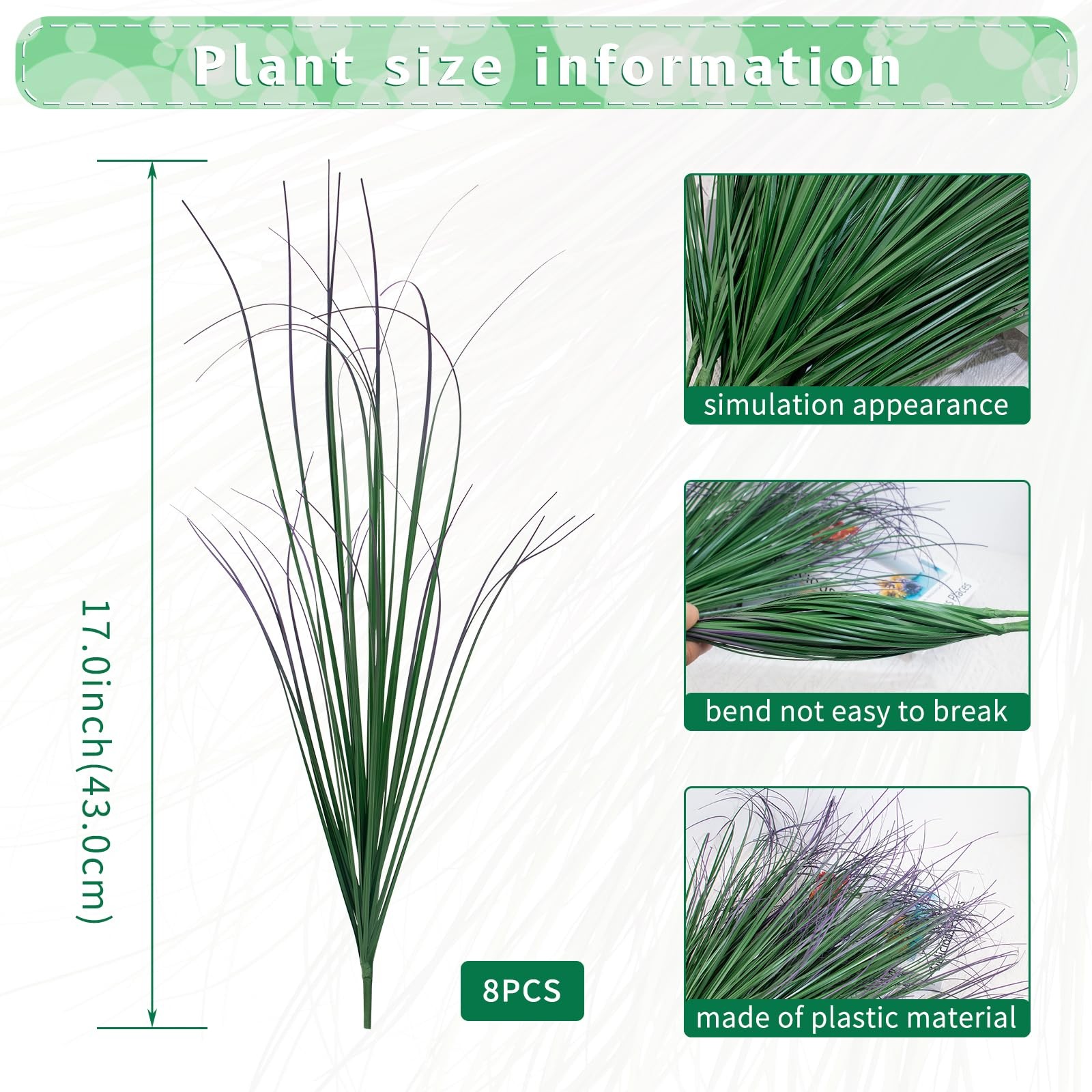 LUZOGA 8 Bundles Artificial Grass Plants Outdoor Tall Faux Shrubs Greenery St…