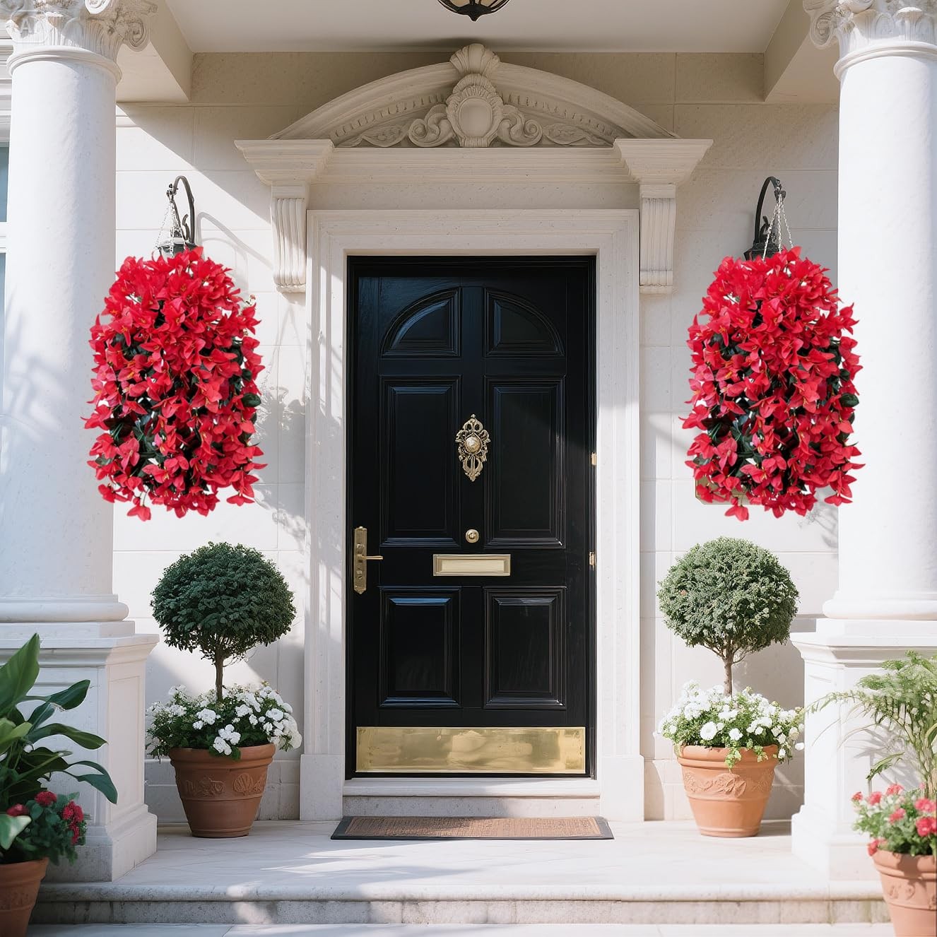 Artificial Flowers for Outdoors Fake Red Bougainvillea Hanging Flower Decorat…