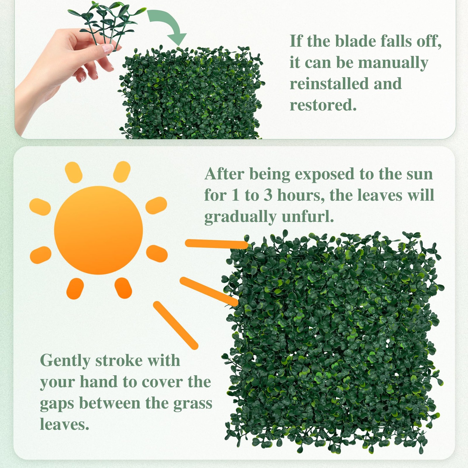 Artificial Greenery Grass Wall Panel, 10×10 Inch 6-Pack (4.2 sqft), UV-Anti F…