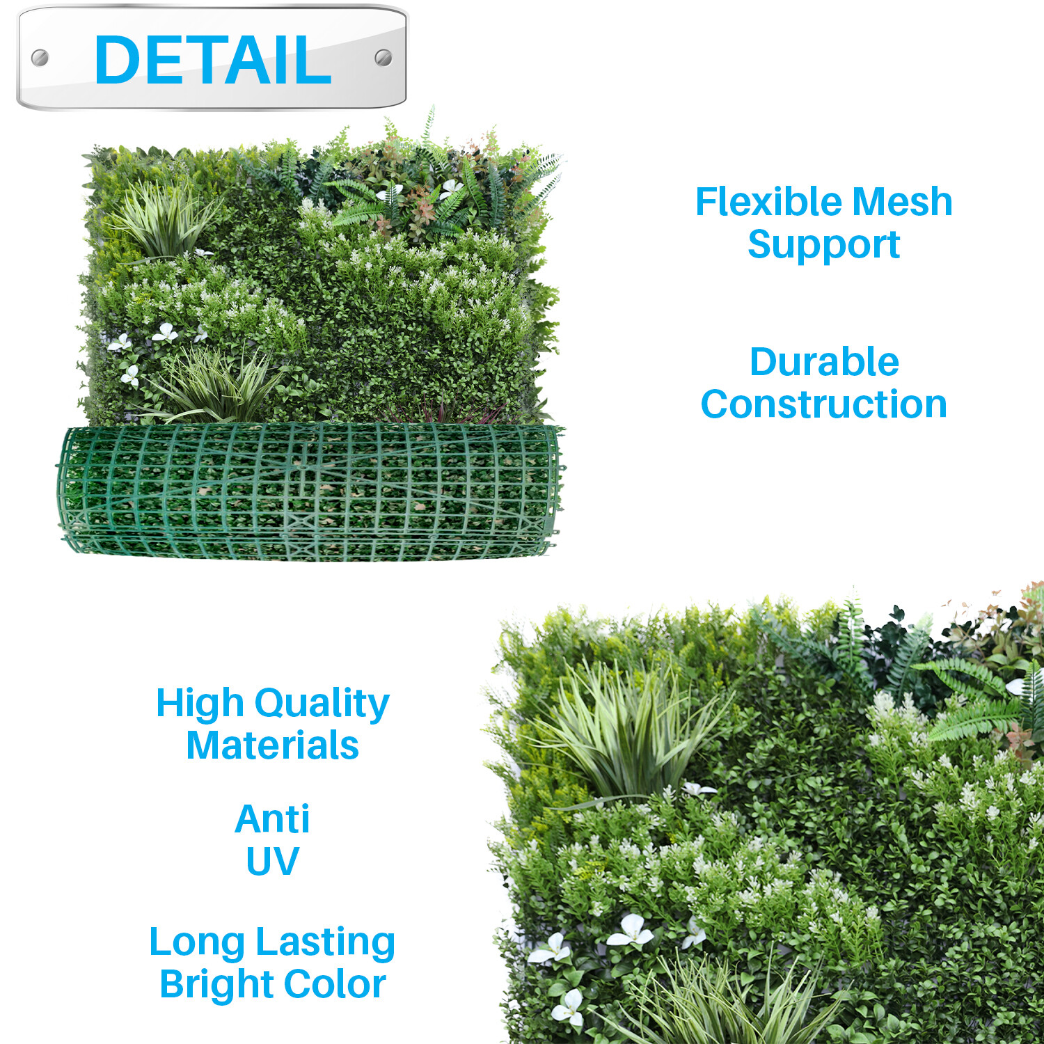 40 Inch 3D Artificial Boxwood Wall Hedge Mat Panels Outdoor Grass Fence Style#4