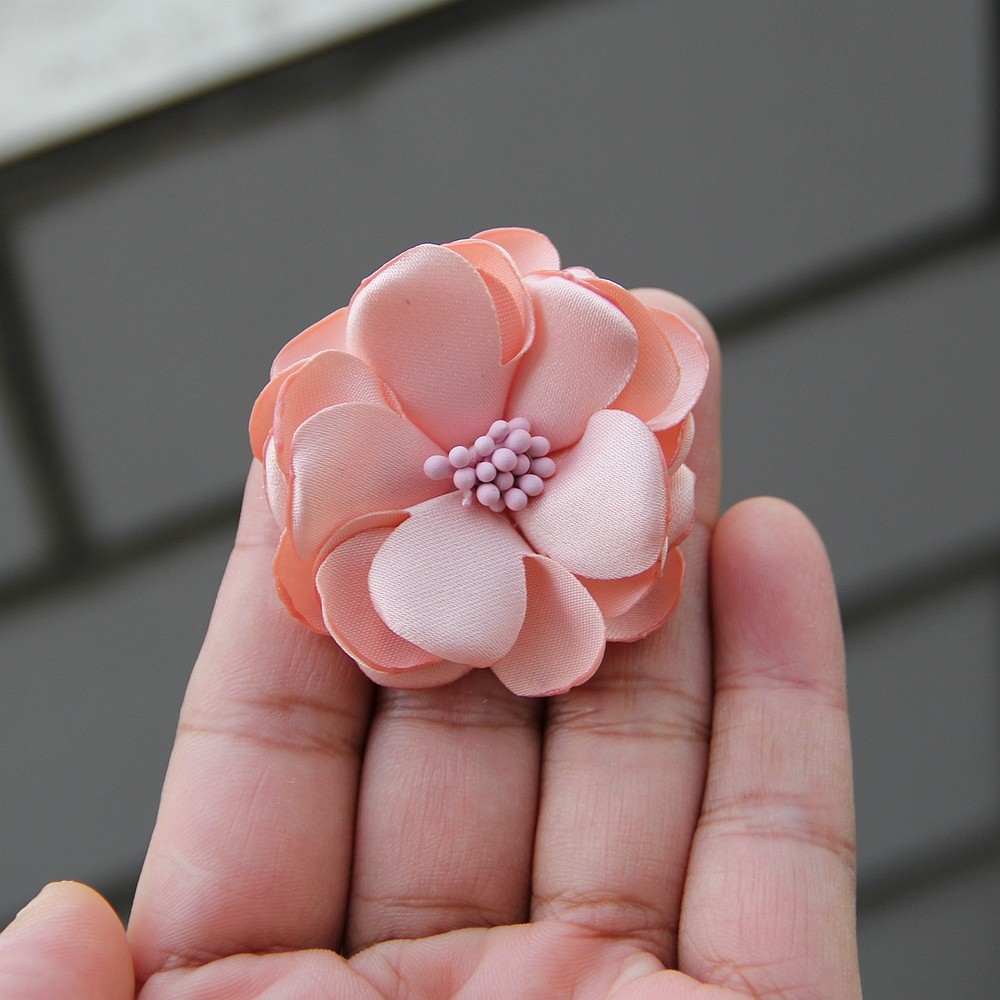 4.5CM Handmade Satin Fabric Artificial Flower For Wedding Party Clothing Decora