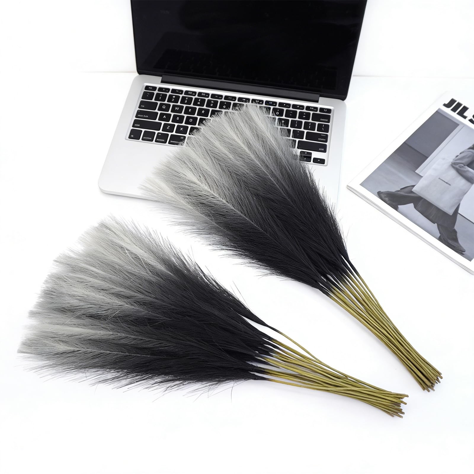 Black Pampas Grass Decor, 50Pcs 21.6 inch Artificial Faux Pompas Grass Small …