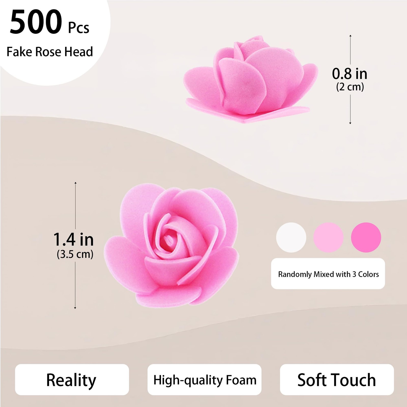 500 PCS 1.4 Inch Mini Artificial Flower Heads Bulk Foam Small Rose Mixed Craft