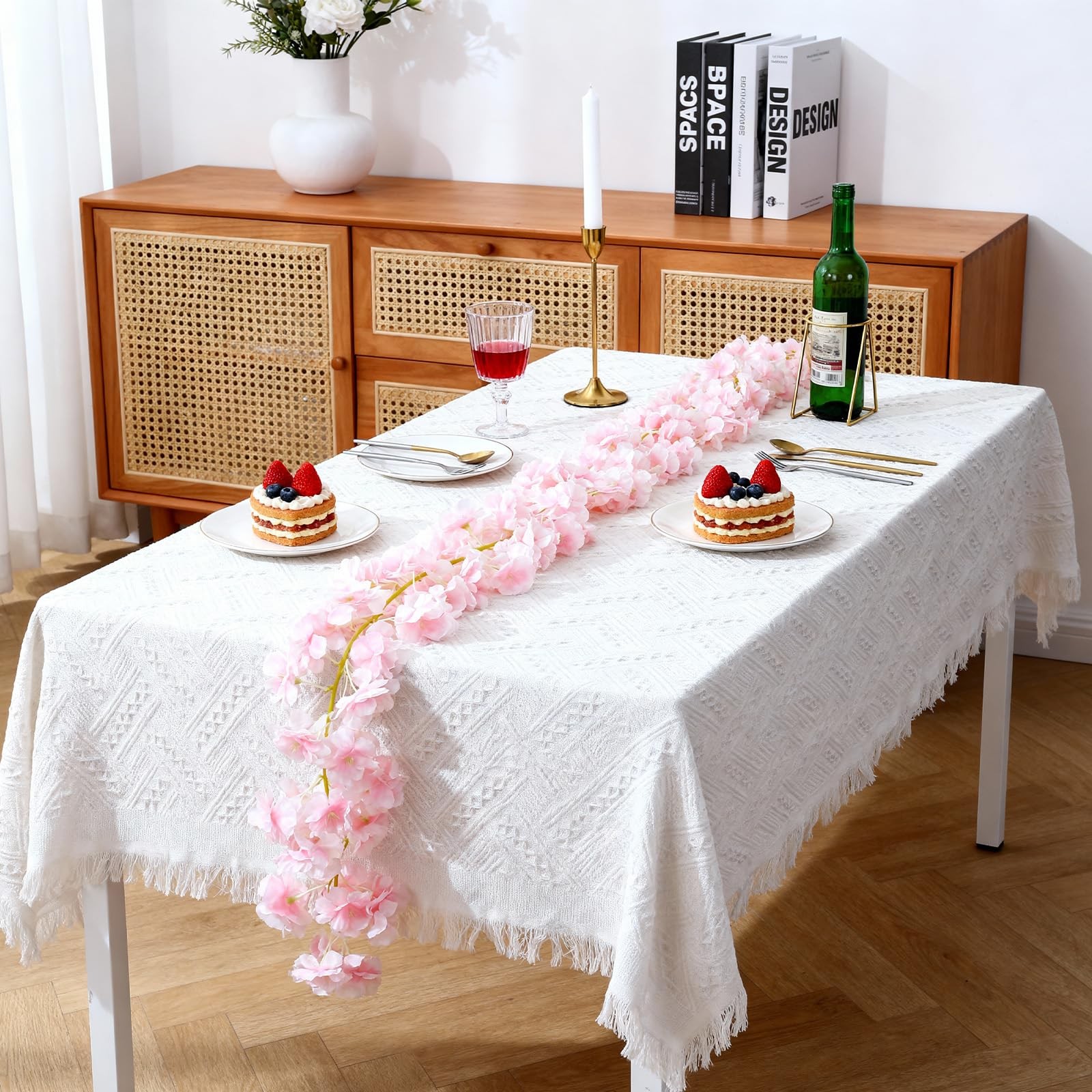 10 PCS Cherry Blossom Flowers 60 Ft Artificial Sakura Vines Light Pink Wedding