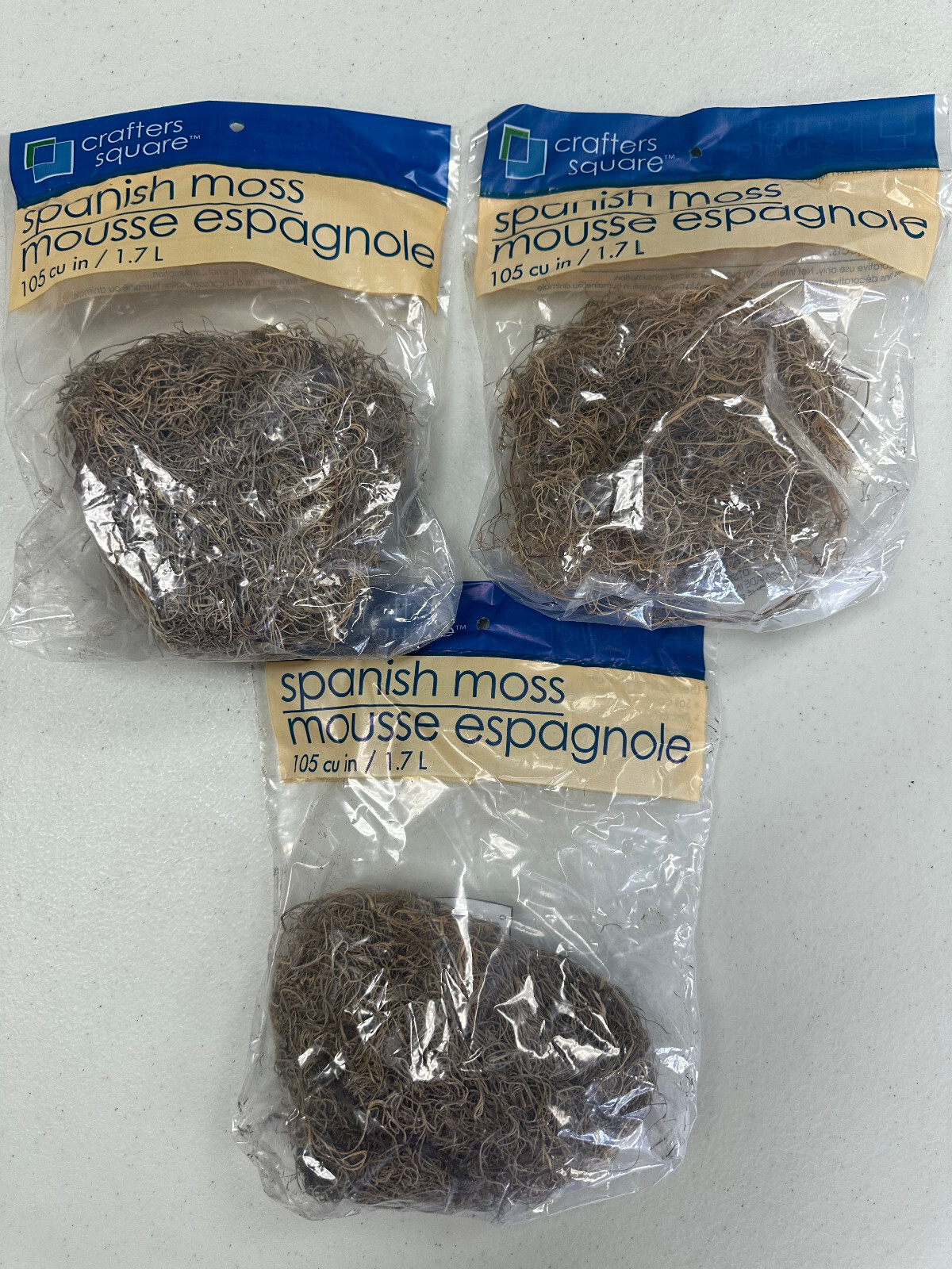 FLORAL SPANISH MOSS for Artificial Arrangements – 105 Cu. In. – LOT (3) – NEW!!!