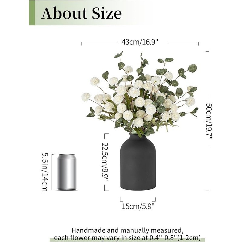 Artificial Kiku Flower Arrangement in Metal Vase Home Decor Centerpiece New