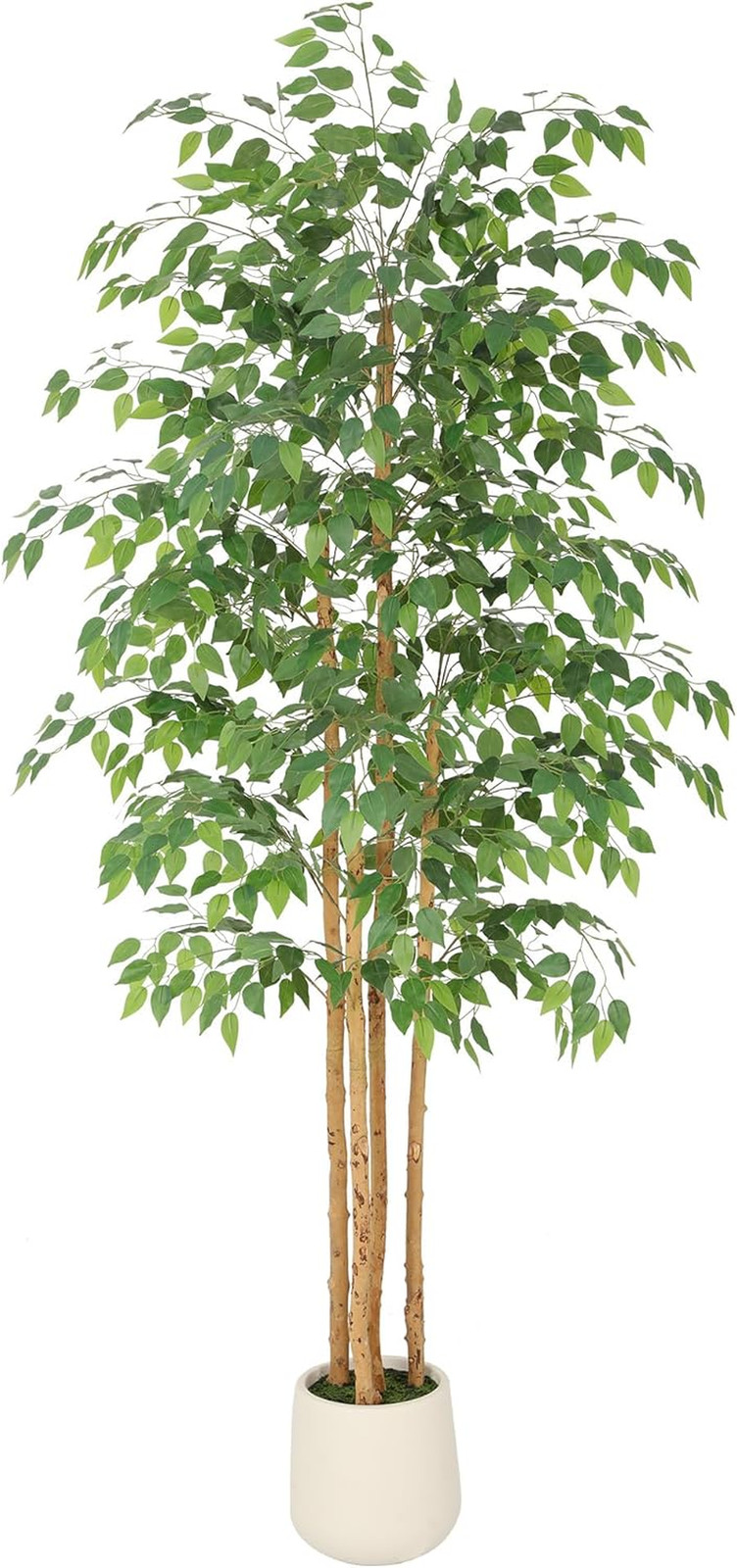 Tall UV Resistant Ficus Tree Artificial，7Ft(84In) Realistic Texture Potted Faux