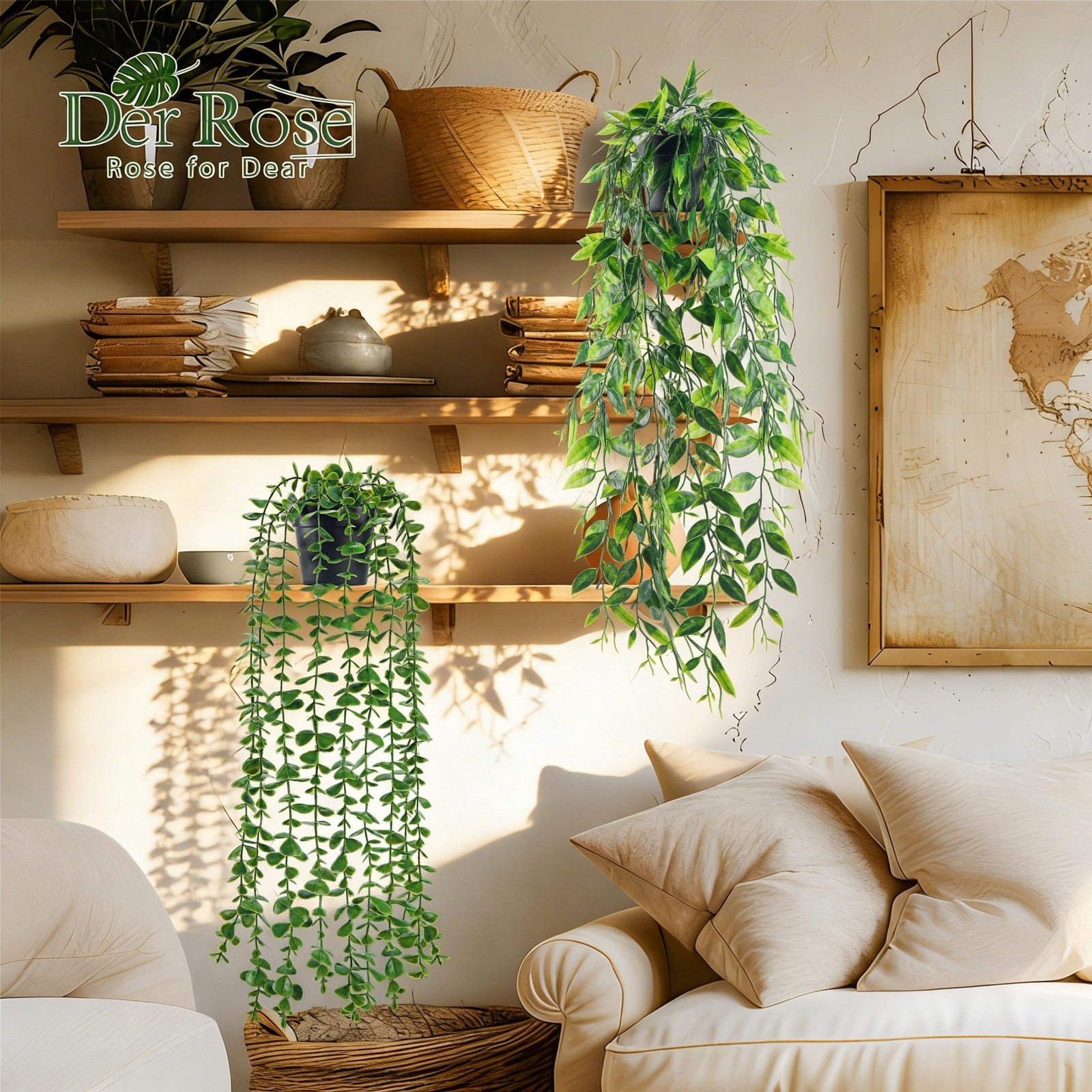 8Pcs Artificial Ivy Vine & Eucalyptus Hanging Plants – Faux Greenery for Home De