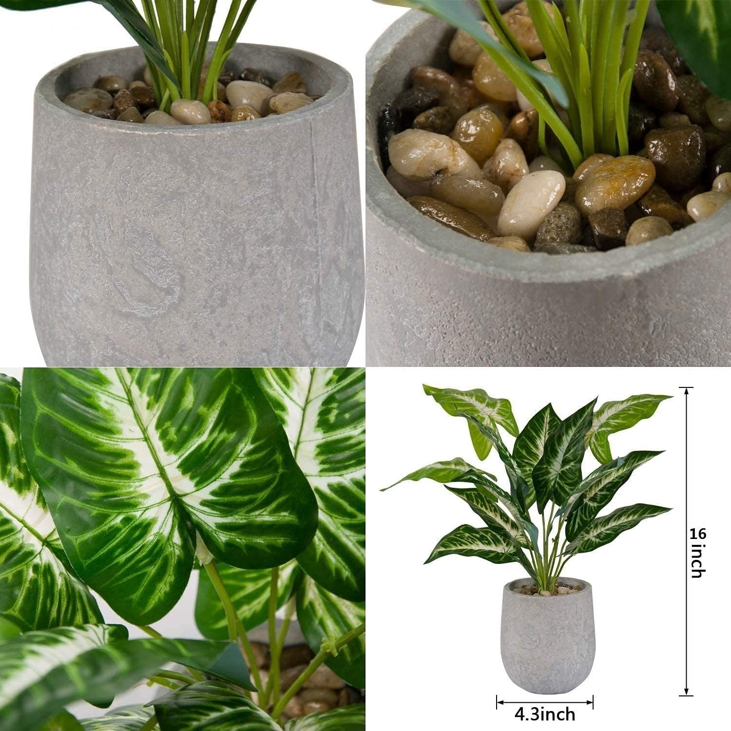 Eco-Friendly 16” Artificial Potted Taro Leaves – Perfect for Any Indoor Space