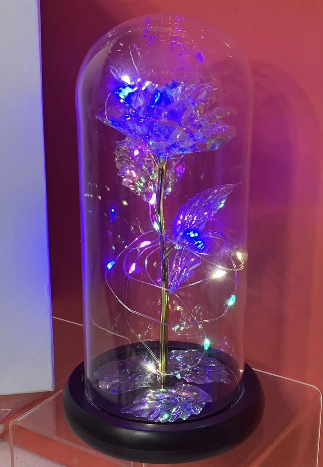 Rose Flower Home Glass LED Night Light Mother’s Day Gift / Xmas Decor