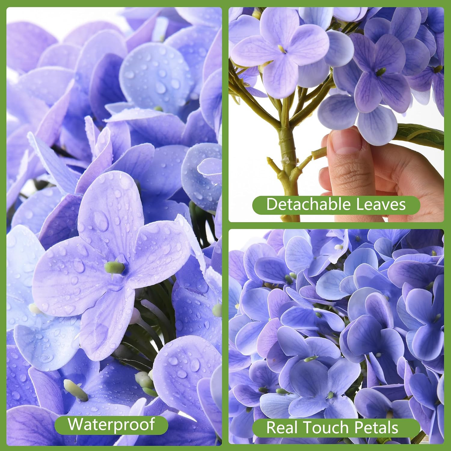 Purple Real Touch Faux Hydrangea in Glass Vase – No Watering Needed Decor