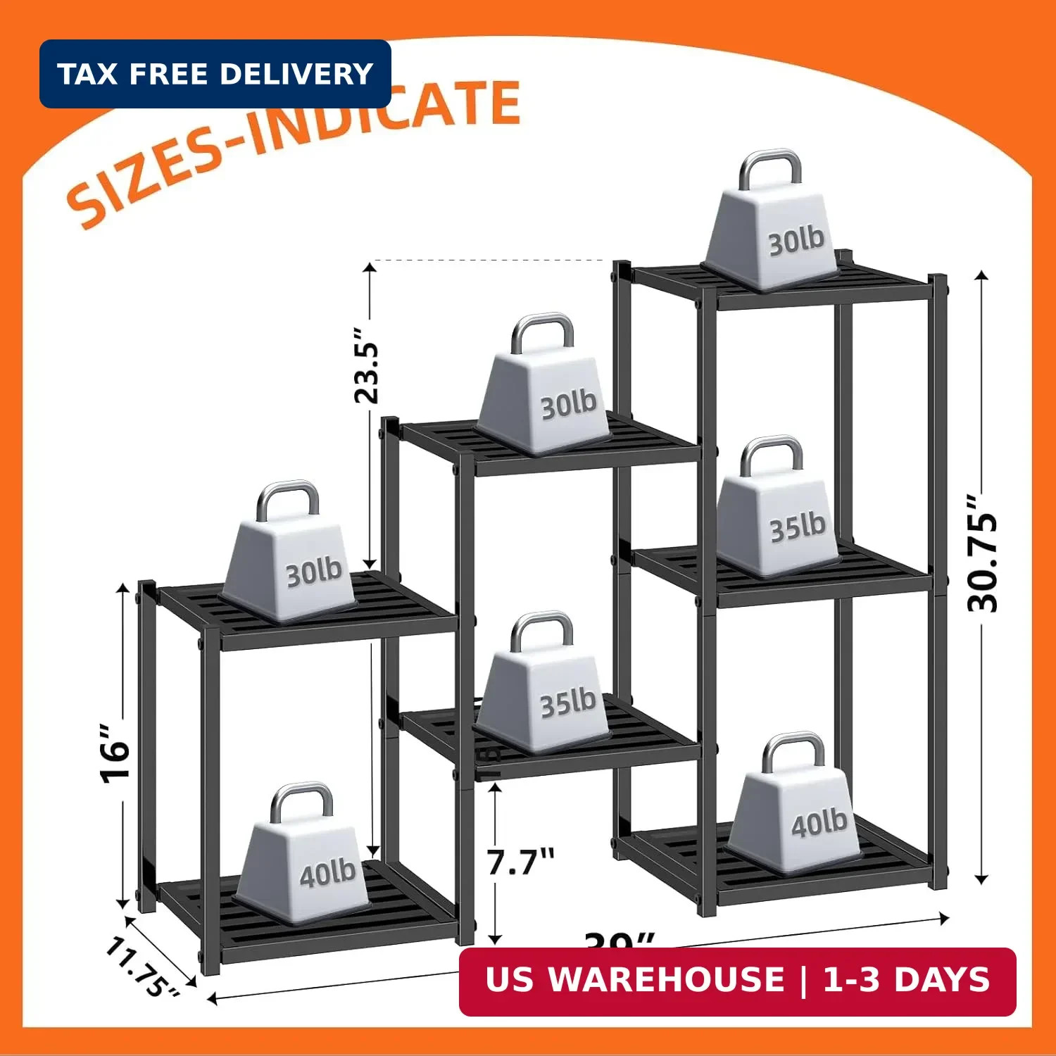 Simple Trending Plant Stand Indoor Outdoor, Heavy Duty Metal Waterproof 7 Tiered