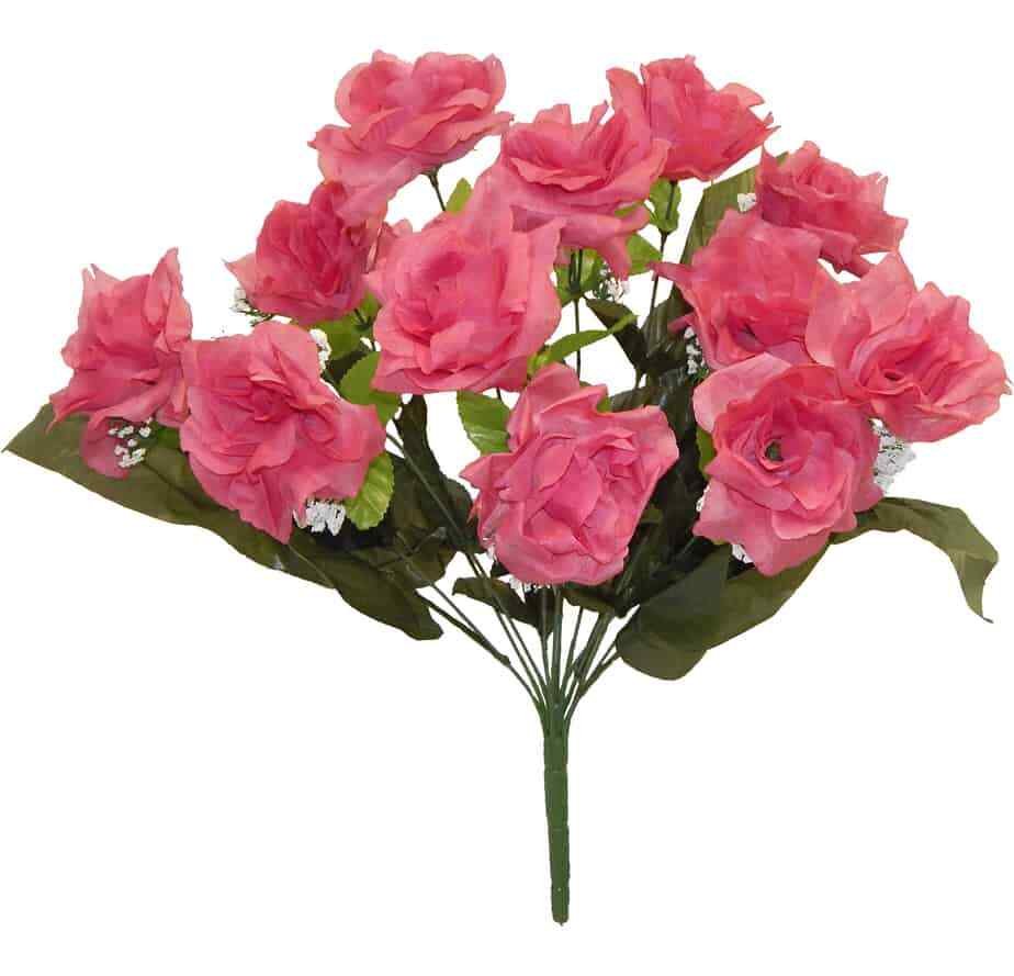 Open Rose Bush 12 Stems 21in Mauve