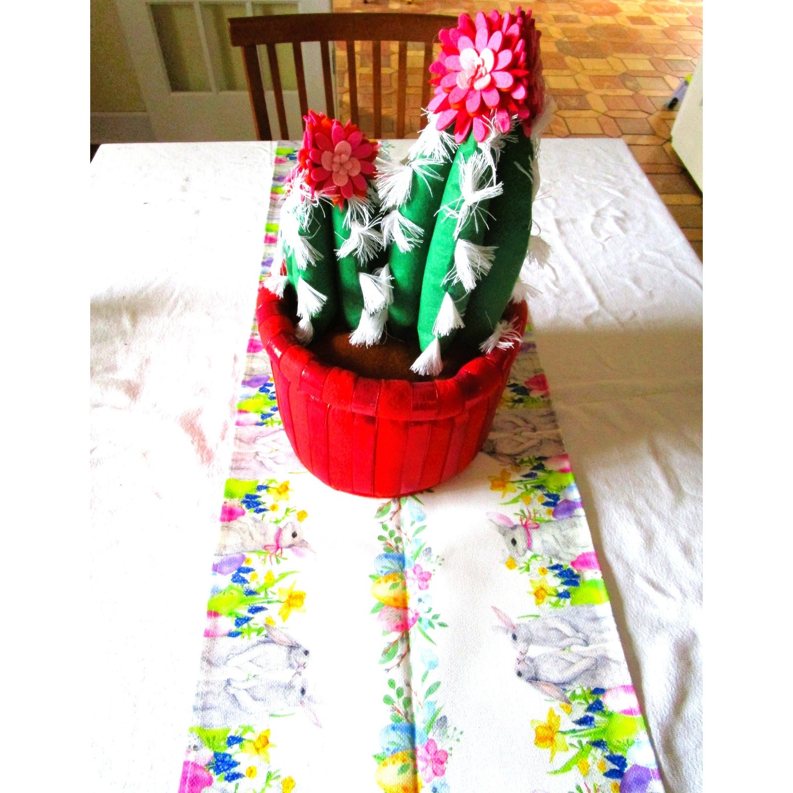 Plush Fabric Cactus Table Centerpiece Soft Sculpture Boho Home Decor 15 Inches
