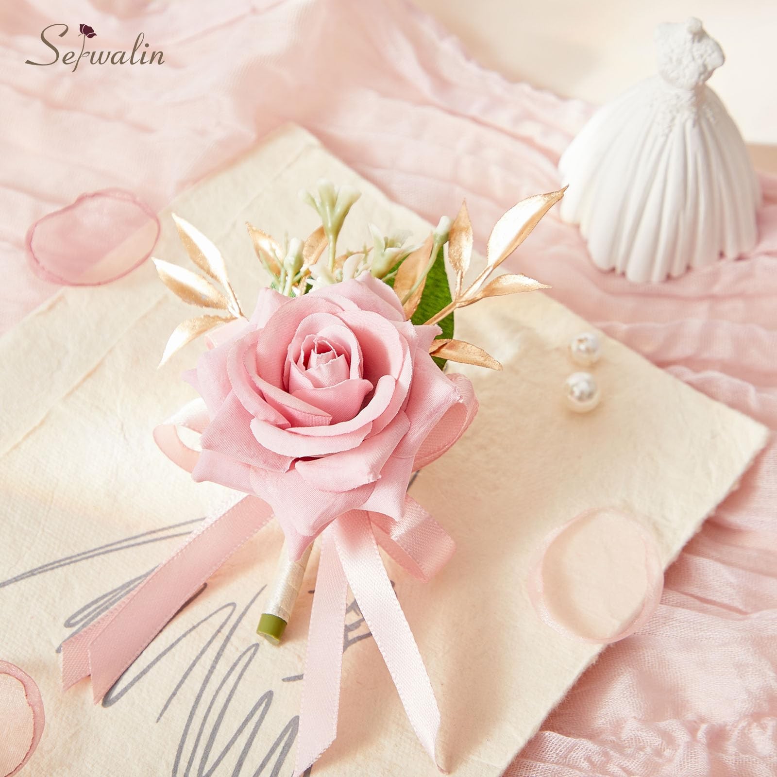 Pink Corsage and Boutonniere Set, Prom Corsage and Boutonniere Set of Wedding…