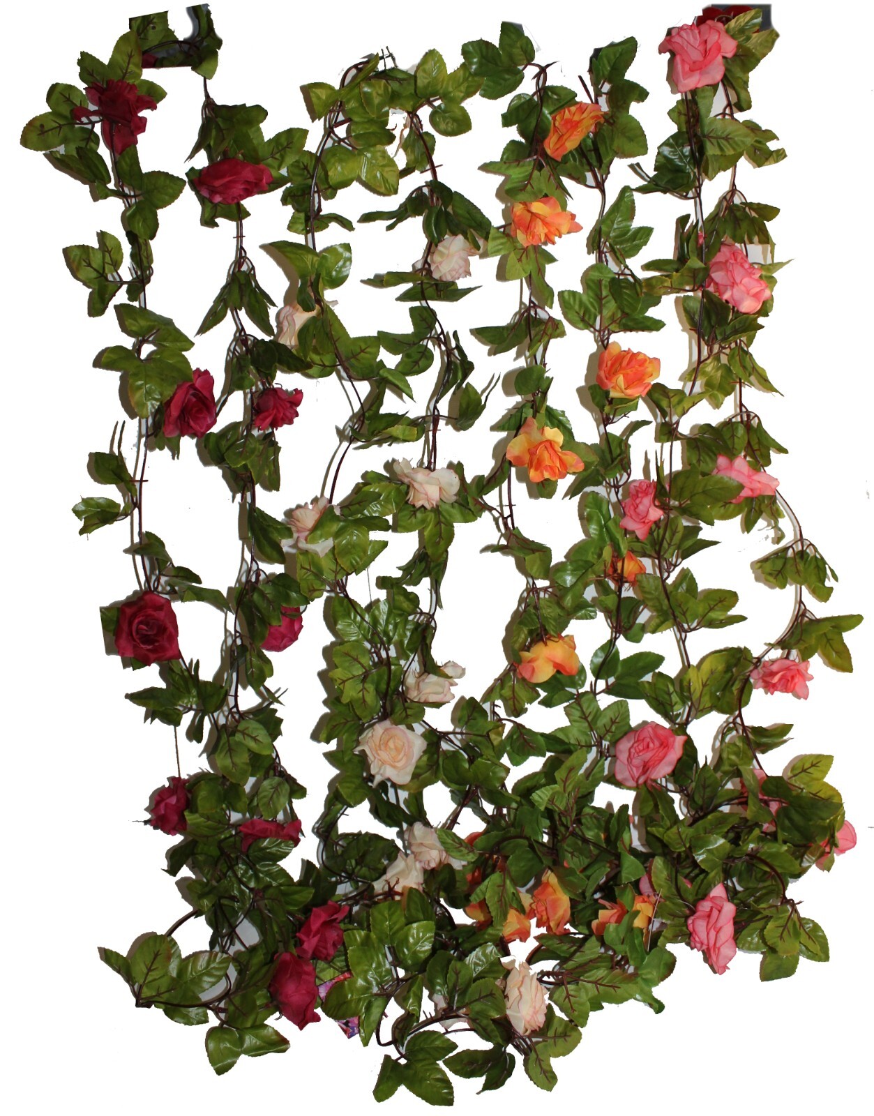 8 Feet Rose Garlands with green leaves, Pastel Colors Wedding Party Decor