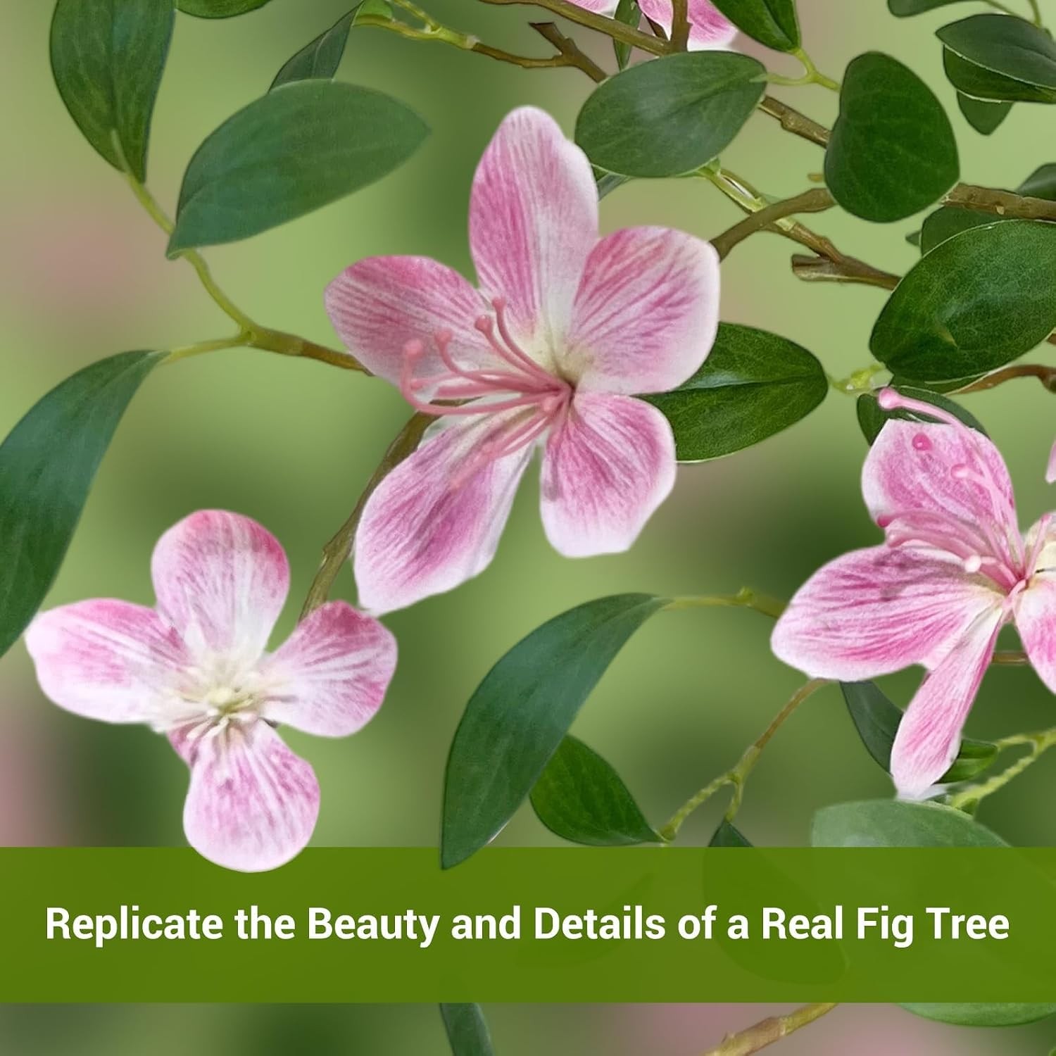 Realistic Artificial Floral Tree with Flower UV-Resistant Evergreen Foliage 4FT