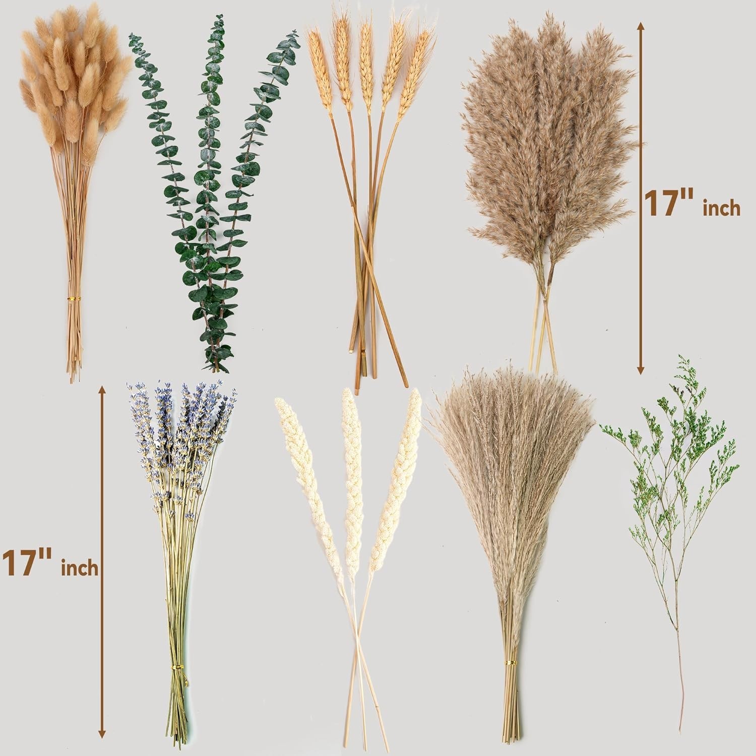 Boho Dried Flower Bouquet – Pampas Grass Bouquet with Lavender, Eucalyptus, W…