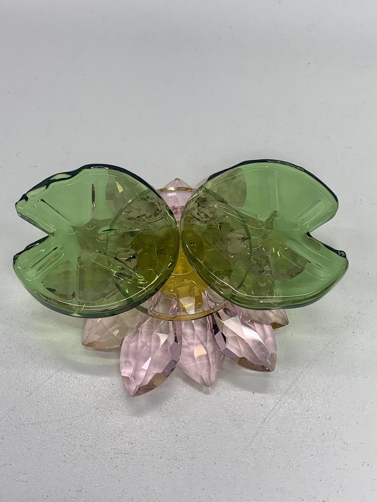 Crystal Pink Lotus Flower Green Lily Pad