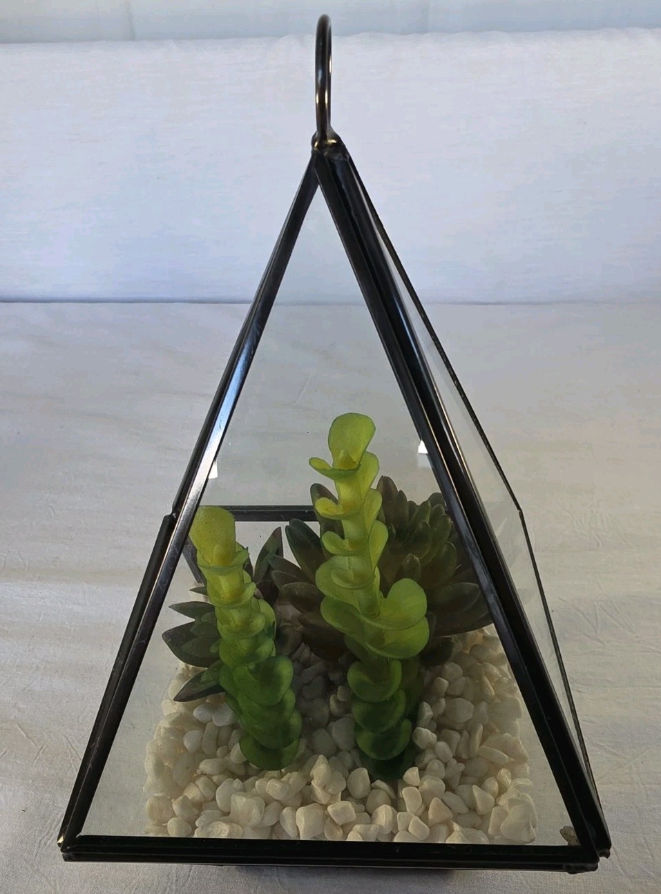 Geometric Pyramid Terrarium Hanging/Tabletop Planter Artificial Succulents