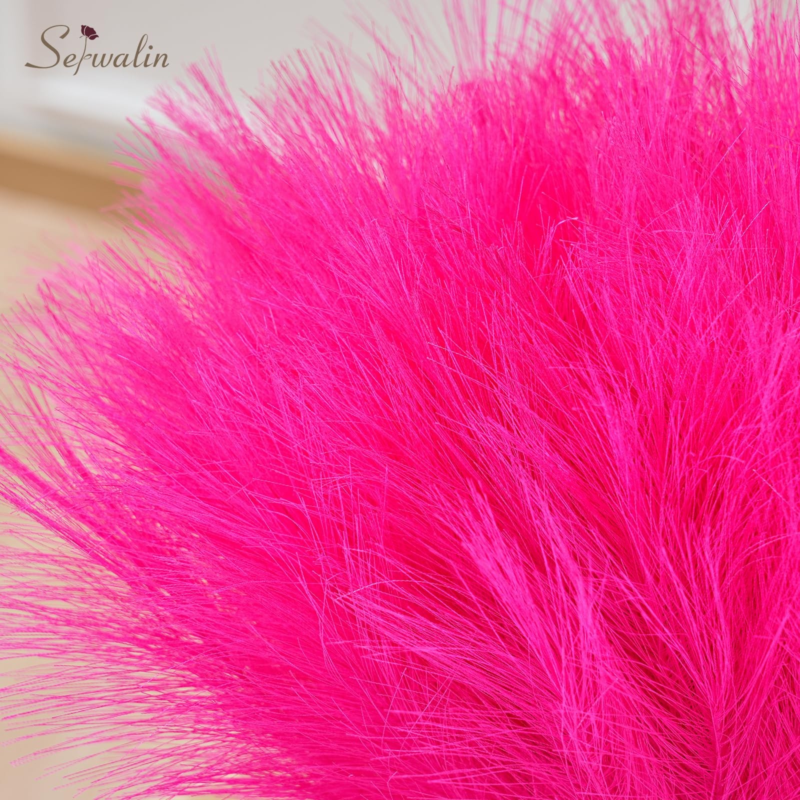 60Pcs Hot Pink Pampas Grass Decor, 17.7” Faux Pampas Grass, Artificial Pampa…
