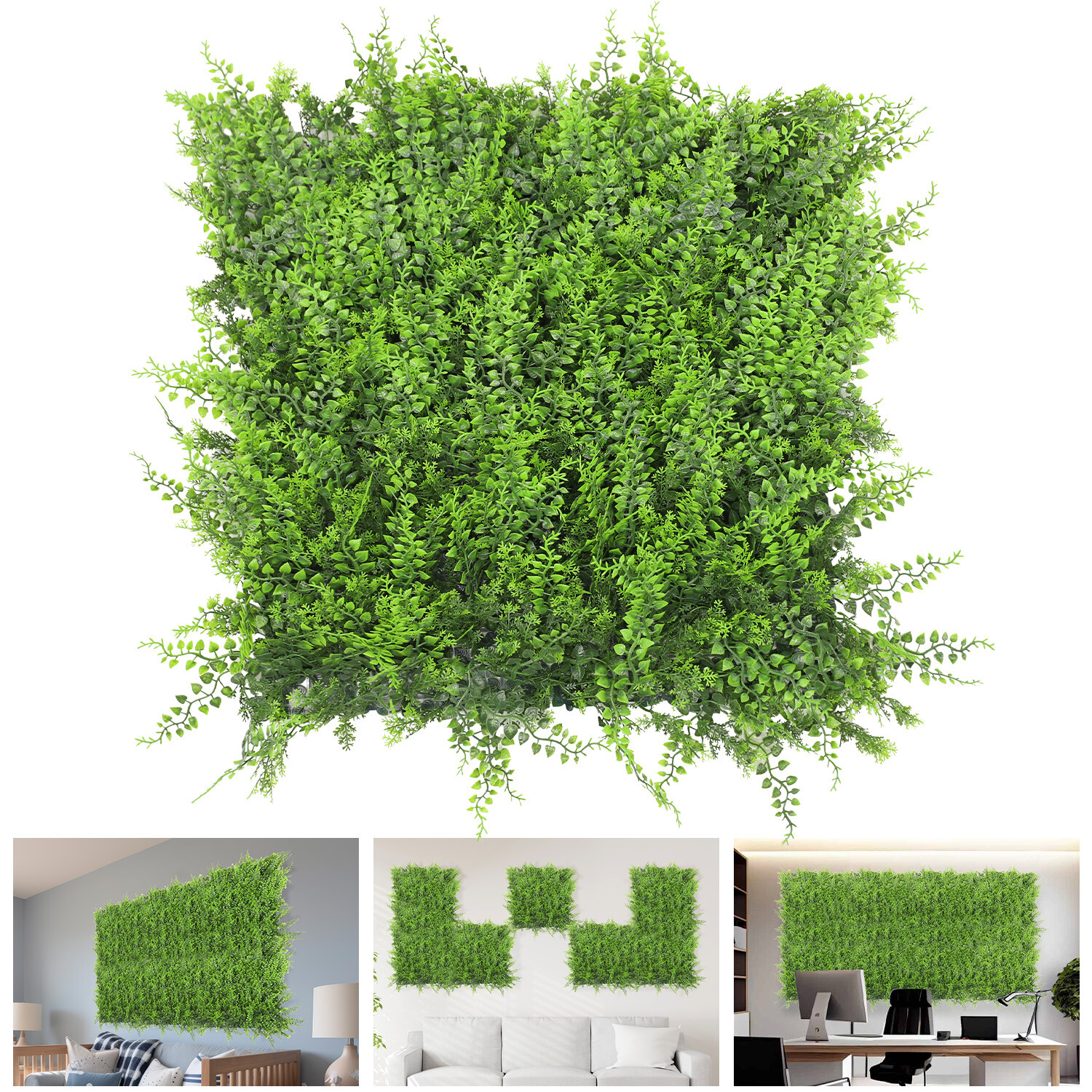 20″x20″ Artificial Faux Leaf Fern Fence Screen Greenery Wall Decor Panel