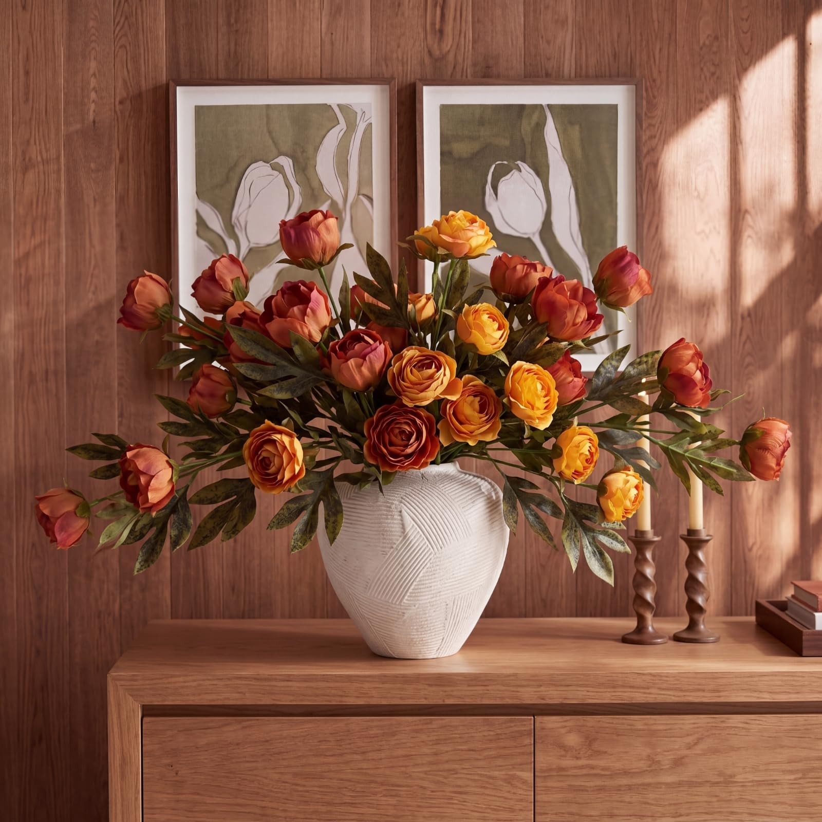 8 Pcs Vintage Faux Peony Stems – Realistic Silk Flowers for DIY Bouquets & Home